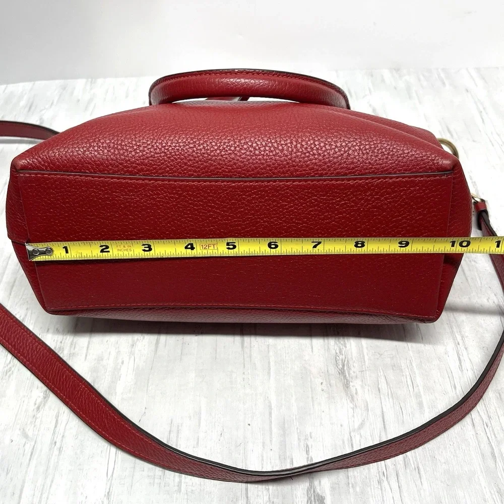 Coach Remi 1317 Satchel True Red Pebbled‎ Leather Crossbody Handbag Preowned